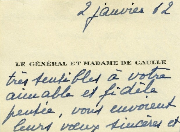 Carte voeux couple De Gaulle 1962